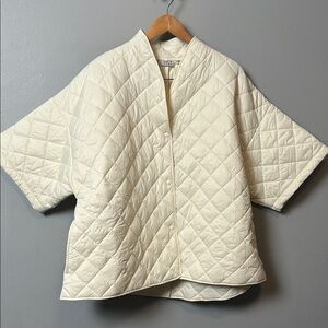 Joan Rivers Quilted 3/4-Sleeve Button Back Detailed Jacket Ivory 1X